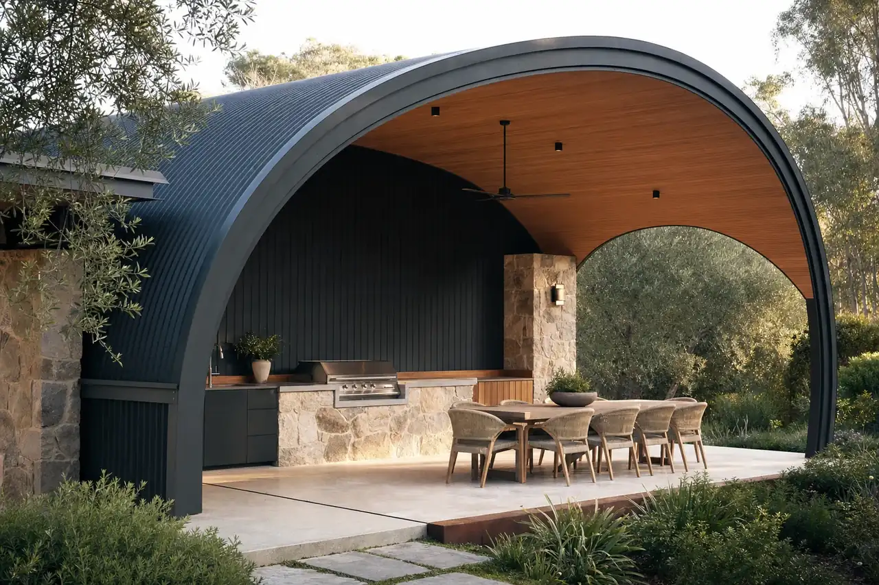 Dome roof patio over a Perth outdoor dining and BBQ area